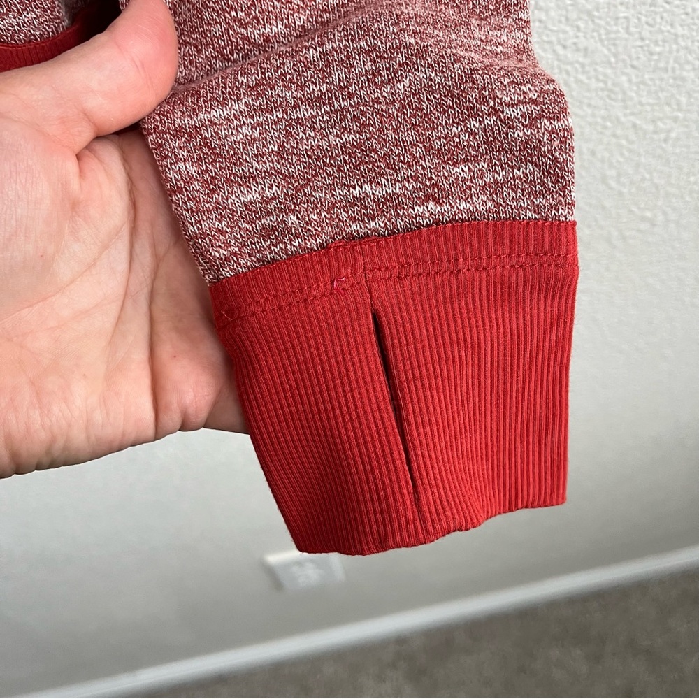 Peace Love World Birdseye Two-Tone Heather Rose Red Cowl Neck Pullover Small - Picture 9 of 12